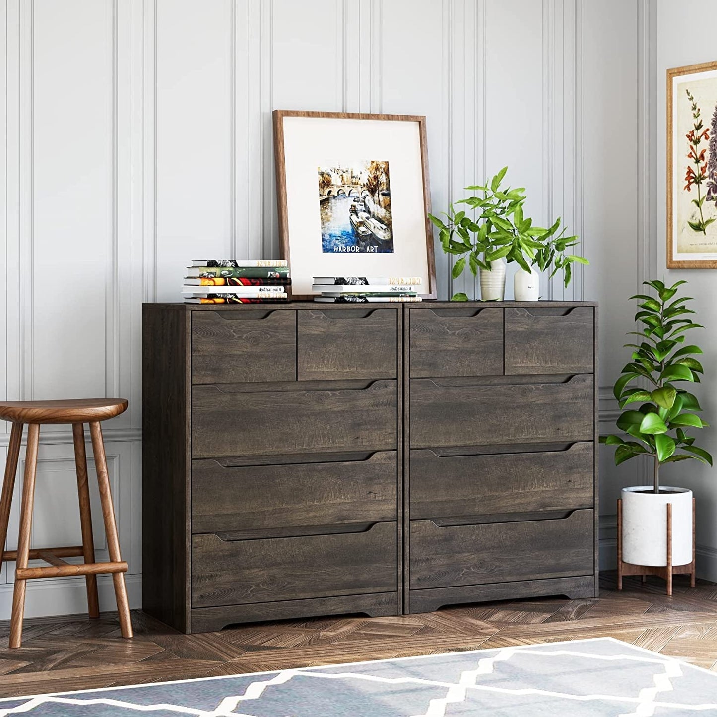 Dark Brown 5-Drawer Modern Dresser