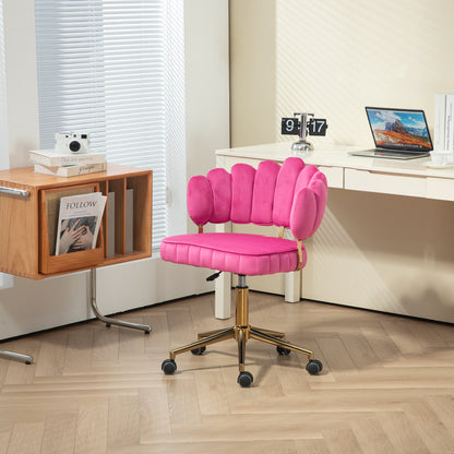 COOLMORE Velvet Home Office Desk Chair, Modern Cute Computer Chair, Wheels Swivel Height Adjustable Swivel Task Chair for Home Office (Rose Red Velvet)
