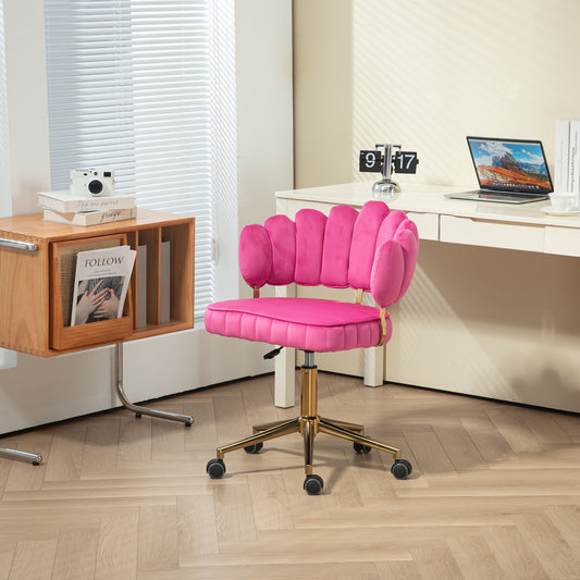 COOLMORE Velvet Home Office Desk Chair, Modern Cute Computer Chair, Wheels Swivel Height Adjustable Swivel Task Chair for Home Office (Rose Red Velvet)