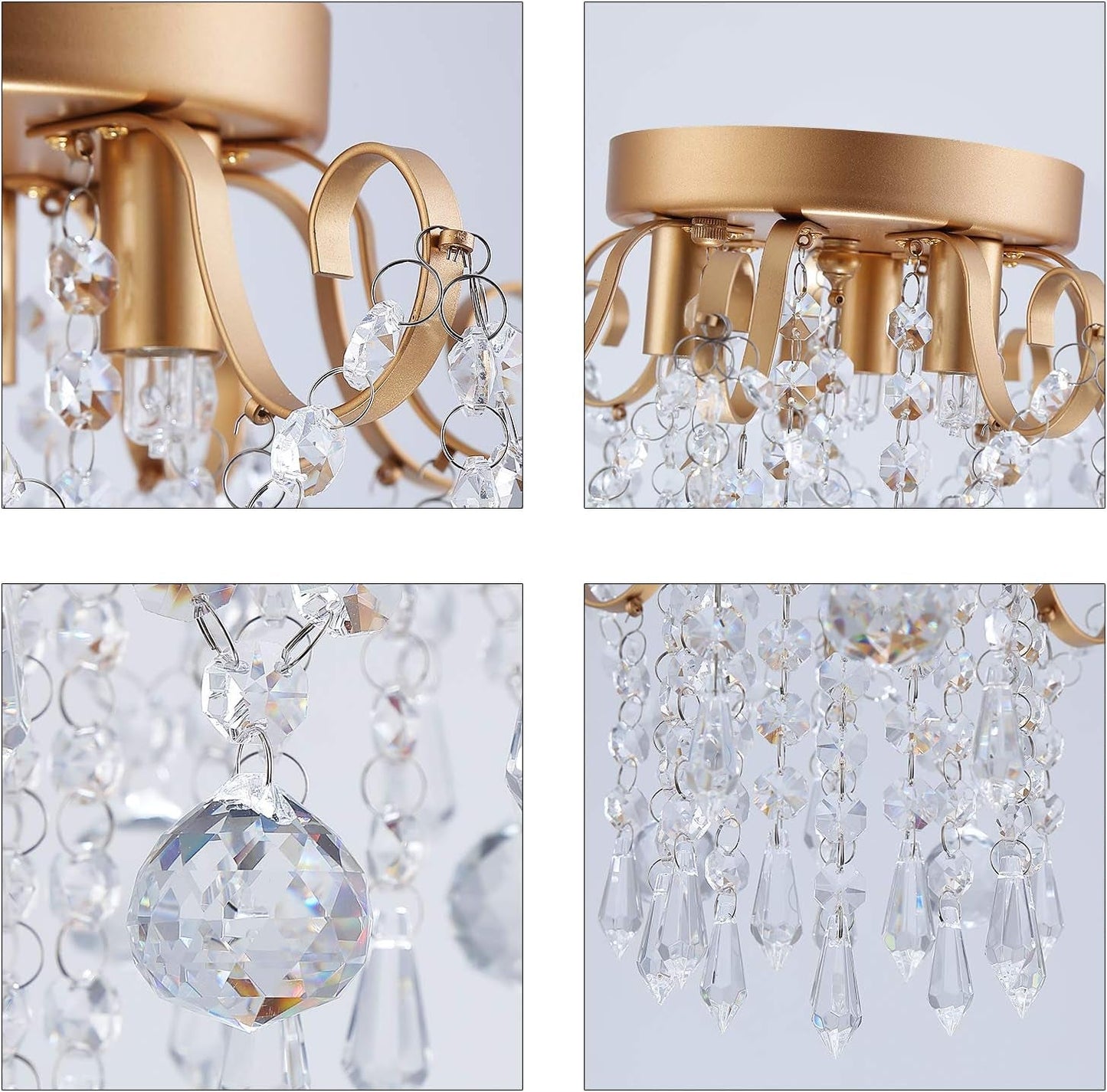 Small Chandelier, Modern Gold Mini Crystal Chandelier Ceiling Light