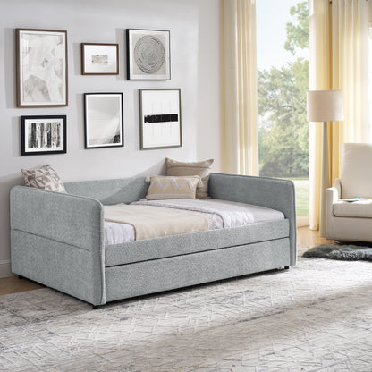 Upholstered Tufted Daybed Sofa Bed with Trundle and Convertible Design