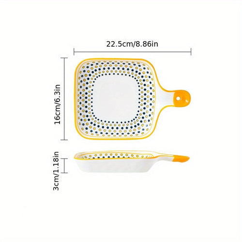 Stylish Ceramic Dinner Plate with Handle  Flower Design
