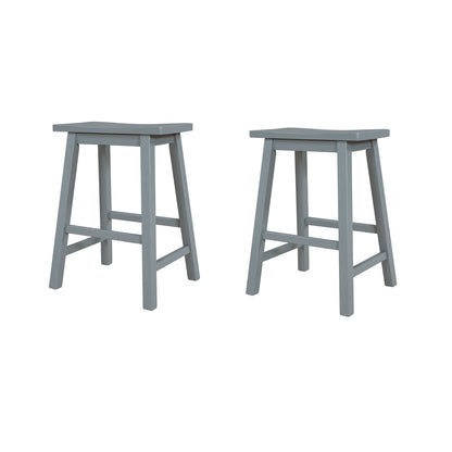 Farmhouse Rustic 2-piece Counter Height Wood Kitchen Dining Stools for