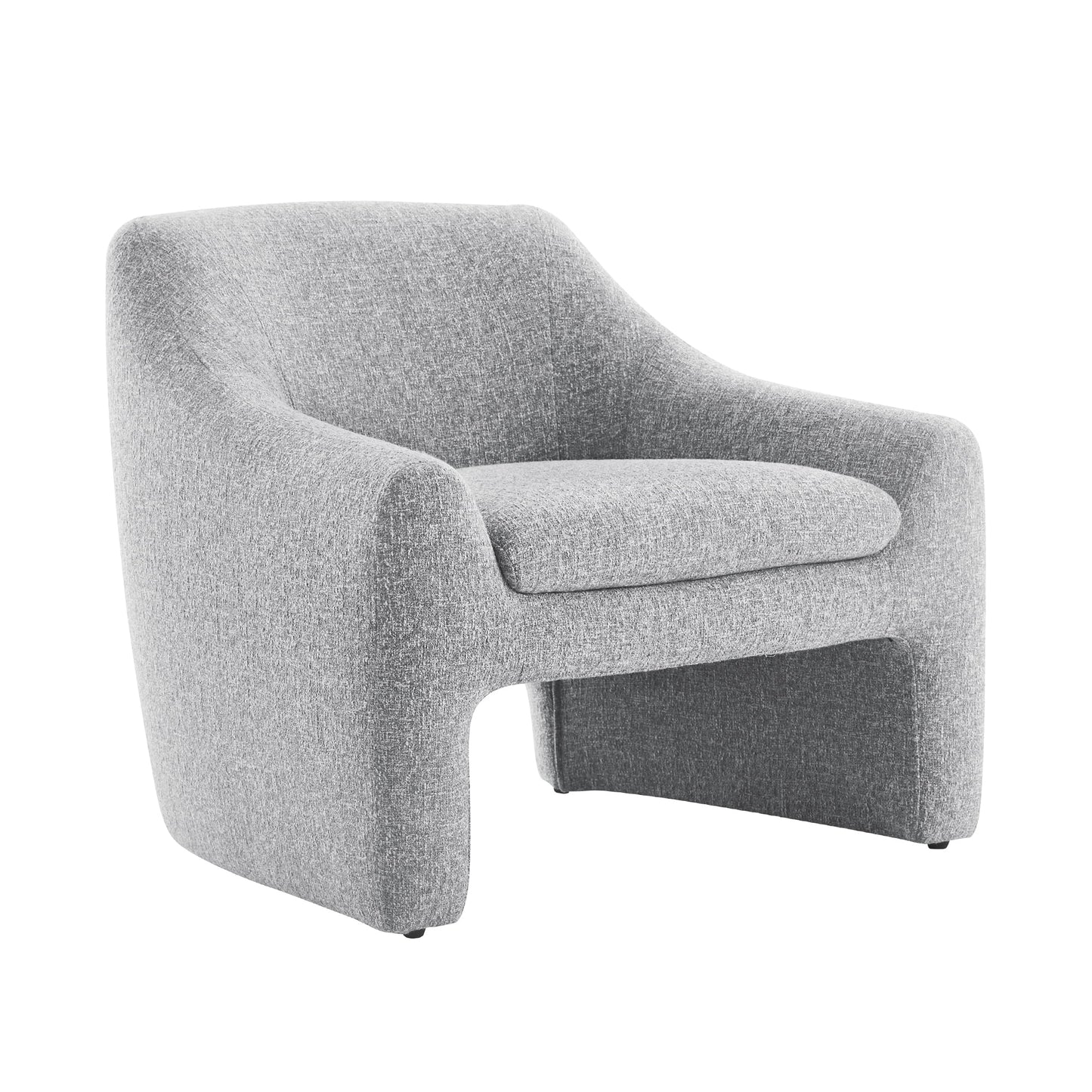 Modern Curved Accent Chair, Upholstered Fabric Armchair, Gray
