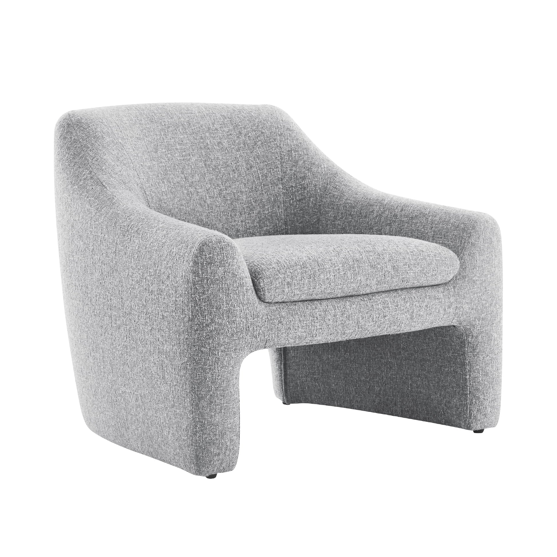 Modern Curved Accent Chair, Upholstered Fabric Armchair, Gray