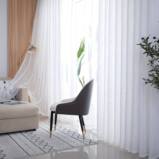 Elegant Sheer Striped Curtains  Washable Rod Pocket Design