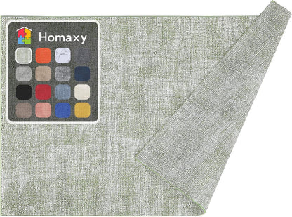 Homaxy Faux Leather Heat Resistant Placemats for Dining Table Set of 6, Waterproof Wipeable Washable PU Table Mats, Easy to Clean Anti-Slip Place Mats, 11.8" X 17", Beige
