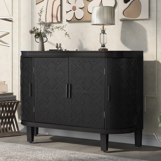 Accent Storage Cabinet Sideboard Wooden Cabinet with Antique Pattern