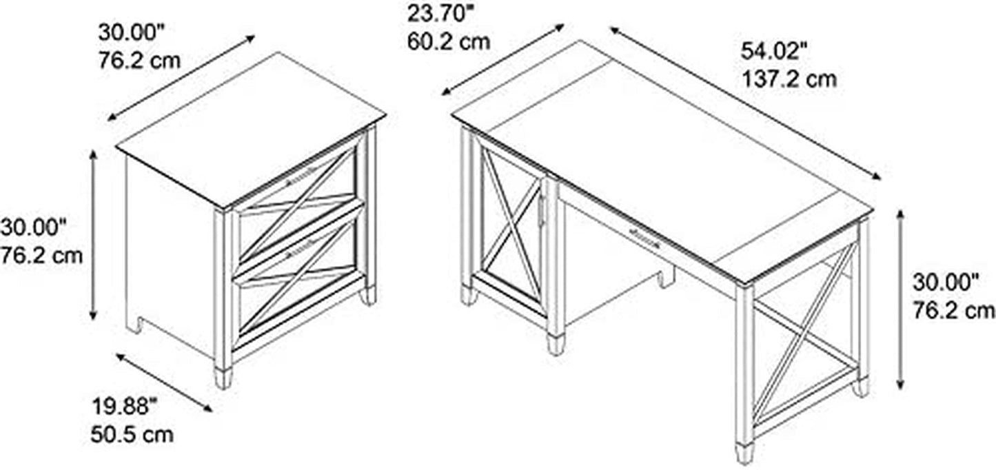 Key West Computer Desk with Storage and File Cabinet Including Lateral Filing