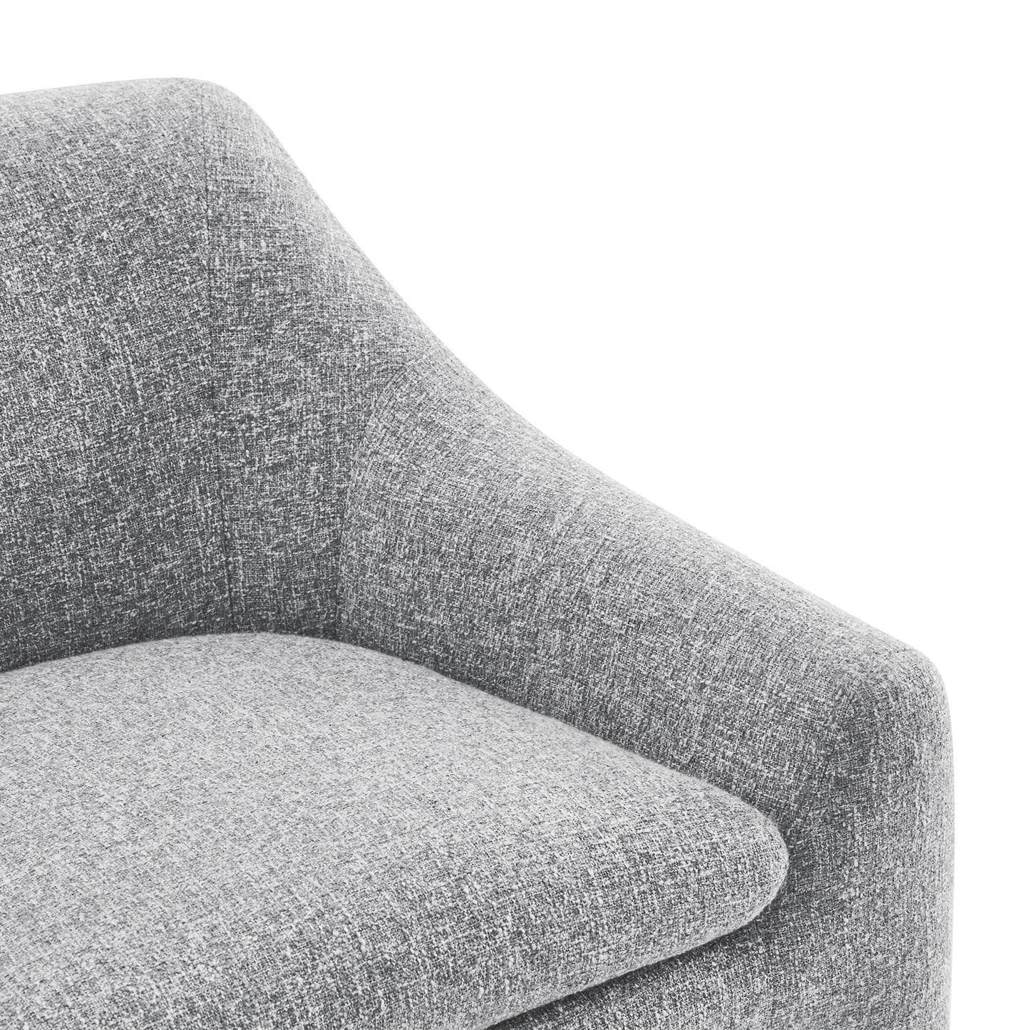 Modern Curved Accent Chair, Upholstered Fabric Armchair, Gray