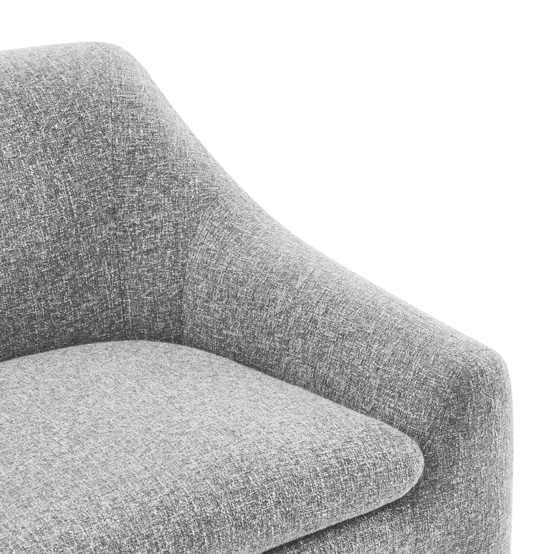 Modern Curved Accent Chair, Upholstered Fabric Armchair, Gray