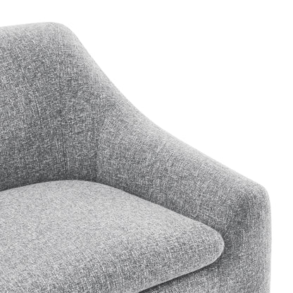 Modern Curved Accent Chair, Upholstered Fabric Armchair, Gray