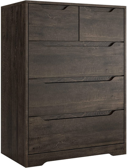 Modern Dark Brown 5-Drawer Clothing Organizer