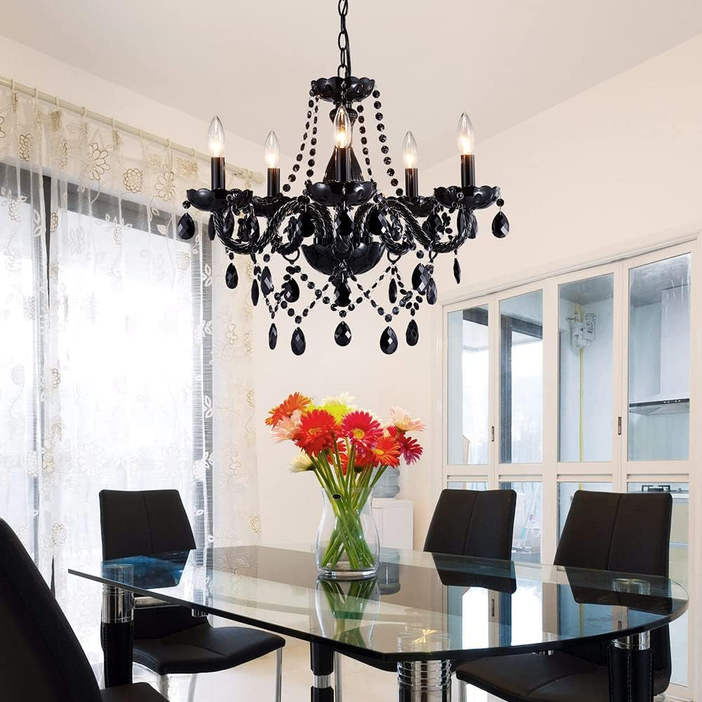 Saint Mossi Modern K9 Crystal Chandelier,Black Chandelier with 5
