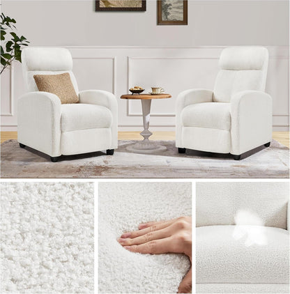 Boucle Recliner Chair Single Sofa Home Theater Seating Adjustable