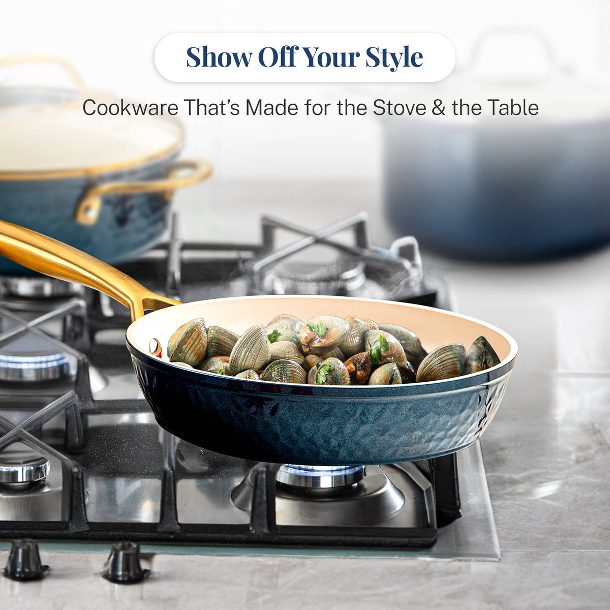Gotham Steel Pro Hammered Collection 20-Piece Navy