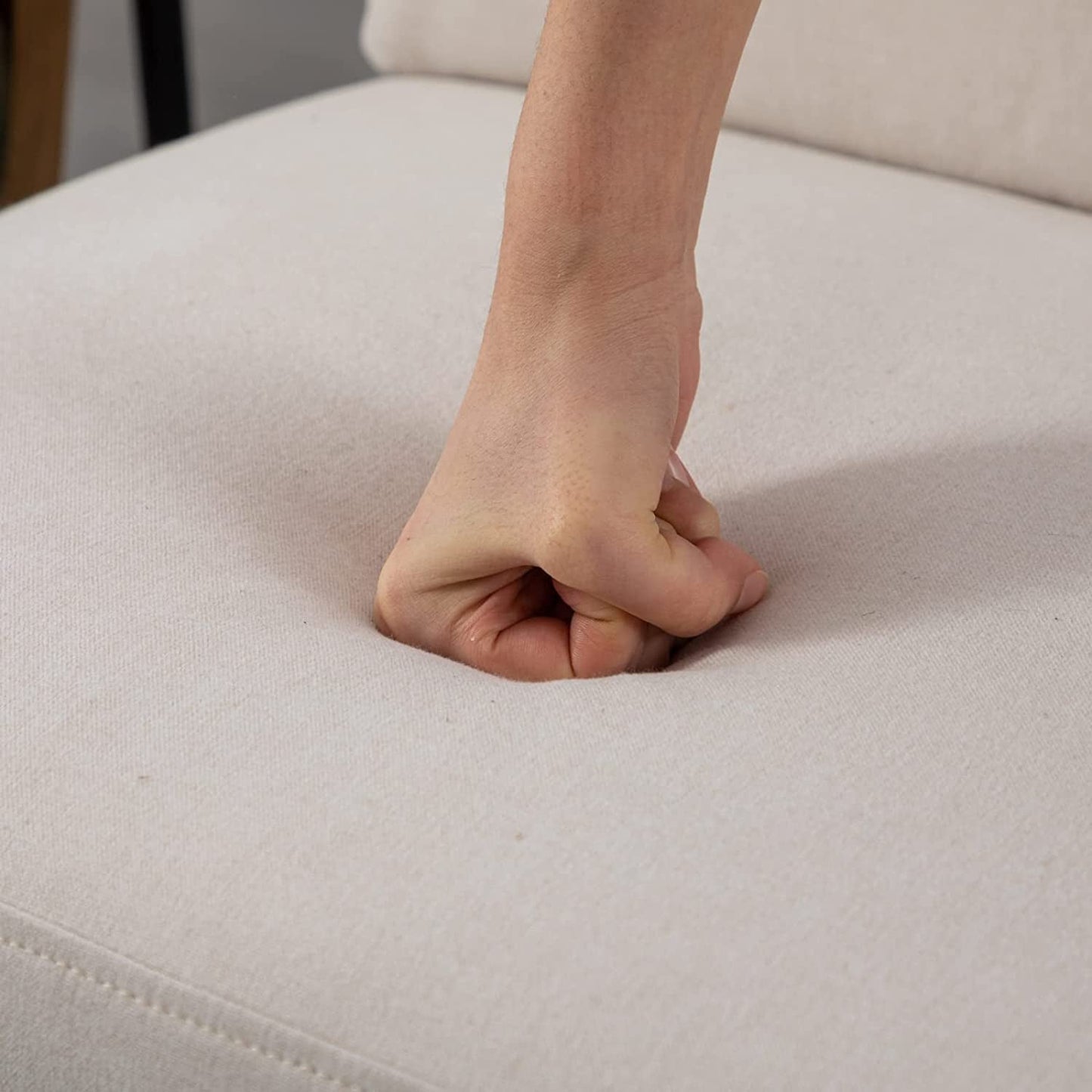 Mid Century Linen Dining Chairs Set of 2, White