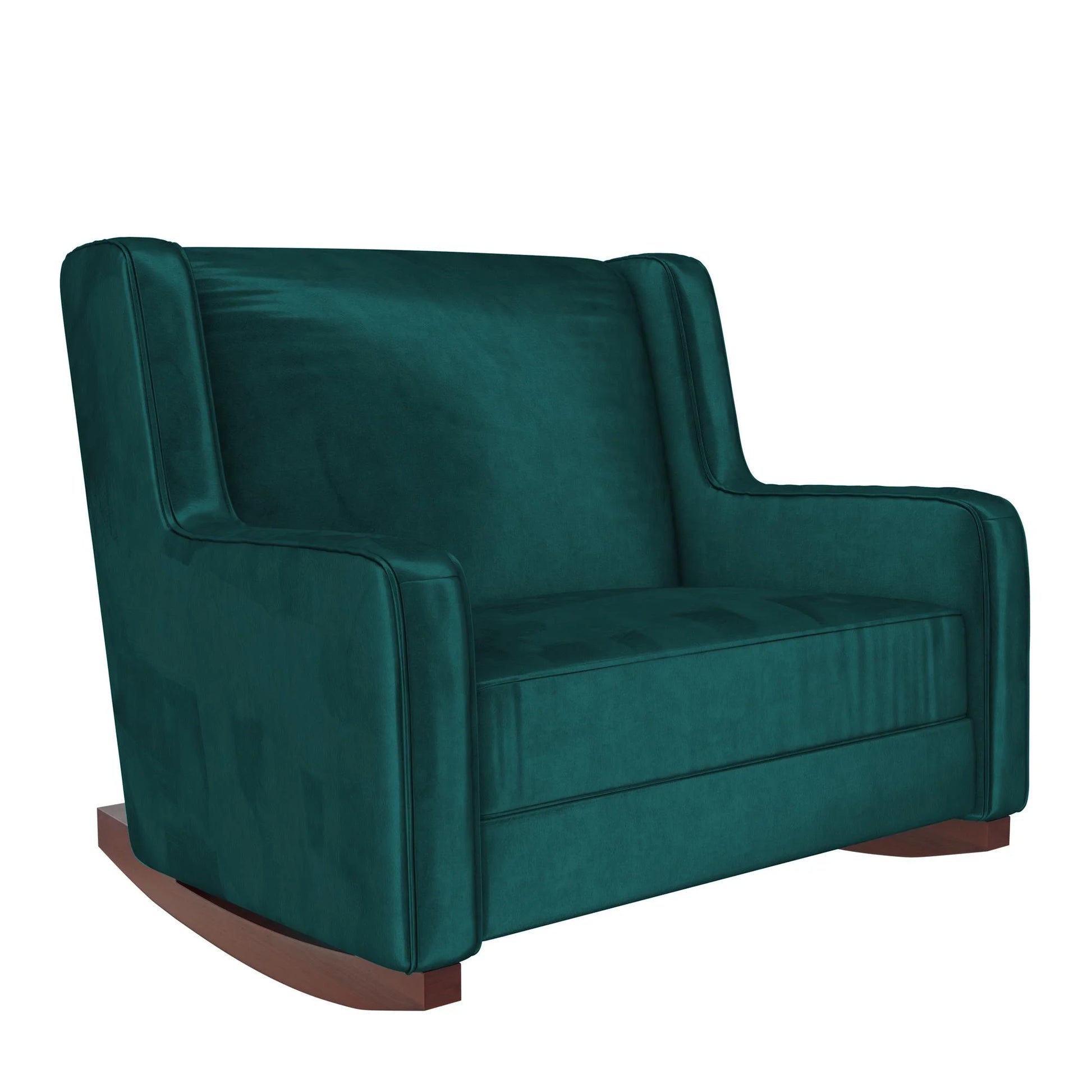 Hadley Upholstered Double Rocker Chair, Green Velvet