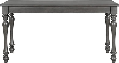 French Style 6-Piece Dining Table Set with Bench, Gray