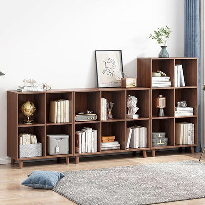 Open Cube Low Bookcase - 3-Tier Freestanding Storage Display Cabinet