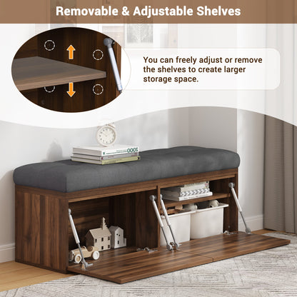49" Storage Bench Storage Cabinet Storage Ottoman with Adjustable