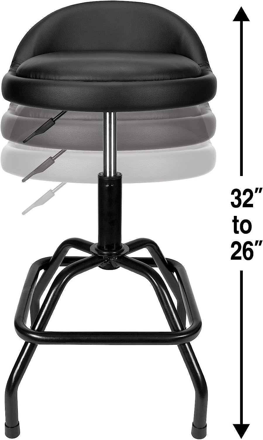 Adjustable Height Pneumatic Swivel Bar Stool, Black