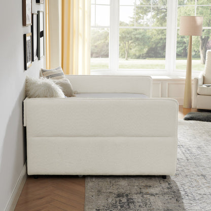 Upholstered Tufted Daybed Sofa Bed with Trundle and Convertible Design
