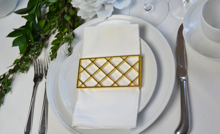 Large Trellis Napkin Wrap Matte Gold