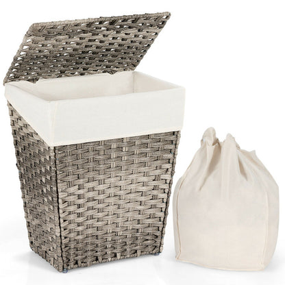 Foldable Handwoven Laundry Basket with Removable Liner