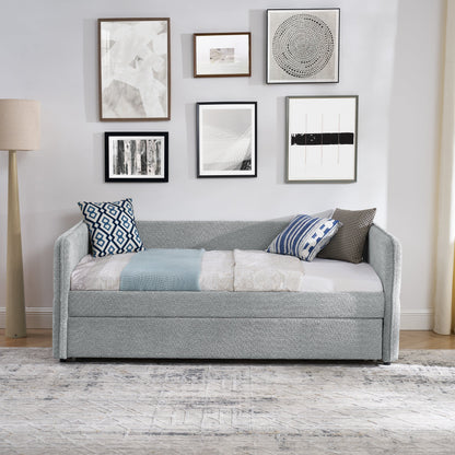 Upholstered Tufted Daybed Sofa Bed with Trundle and Convertible Design
