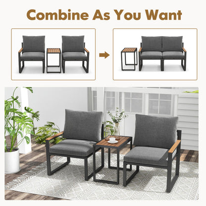 3 Pieces Aluminum Frame Weatherproof Outdoor Conversation Set with