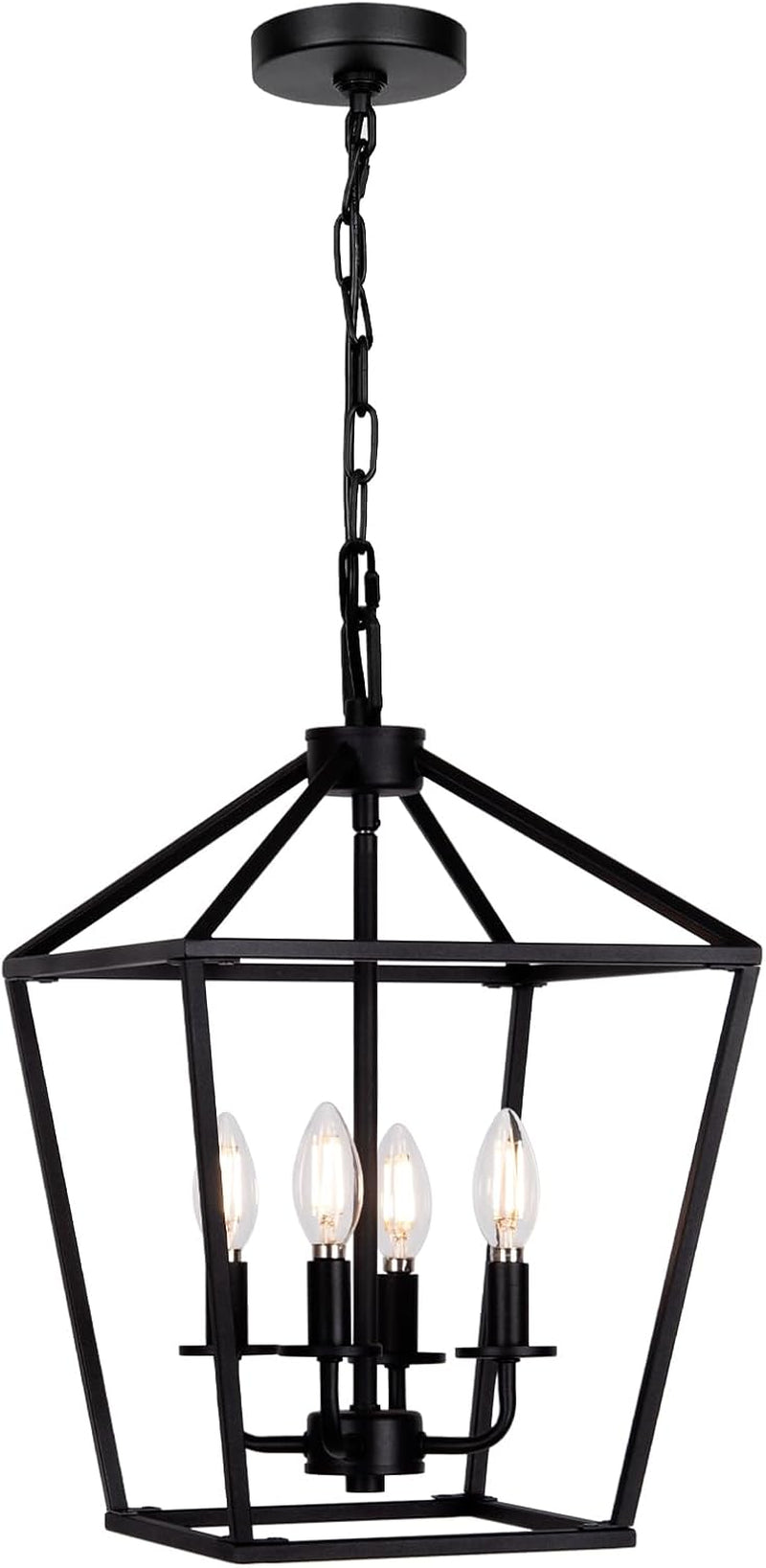 4 Light Chandelier, Industrial Ceiling Light Black Lantern Light