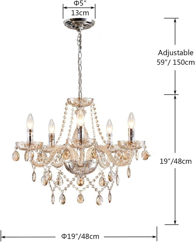 Saint Mossi 5 Light Modern K9 Crystal Chandelier for Dining Room,