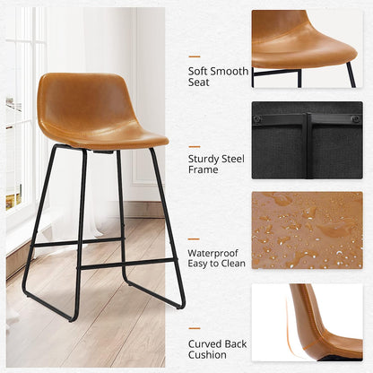 Alexander Industrial Faux Leather Bar Stools (Set/4)