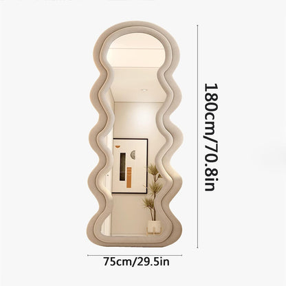 Wave Arched Floor Mirror, Flannel Frame