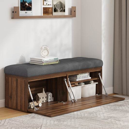 49" Storage Bench Storage Cabinet Storage Ottoman with Adjustable