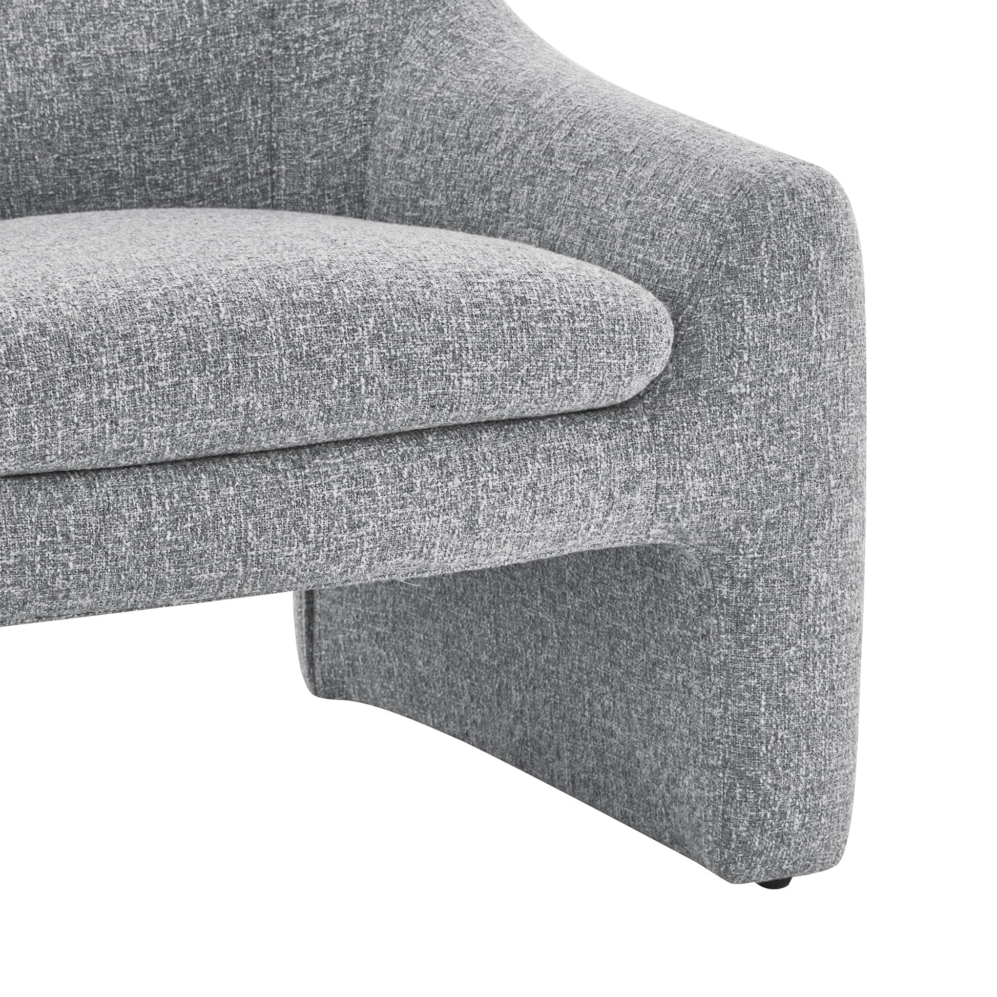 Modern Curved Accent Chair, Upholstered Fabric Armchair, Gray