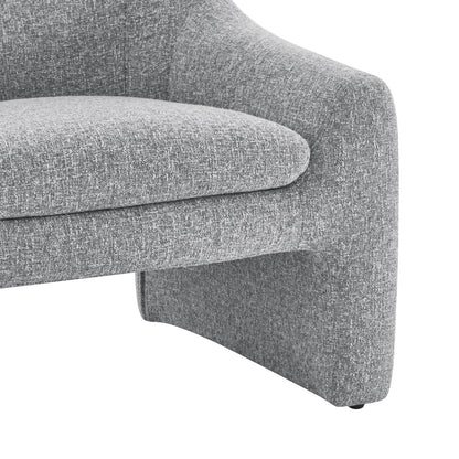 Modern Curved Accent Chair, Upholstered Fabric Armchair, Gray