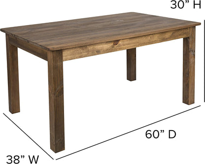Rustic Solid Pine Farm Dining Table in Antique Finish