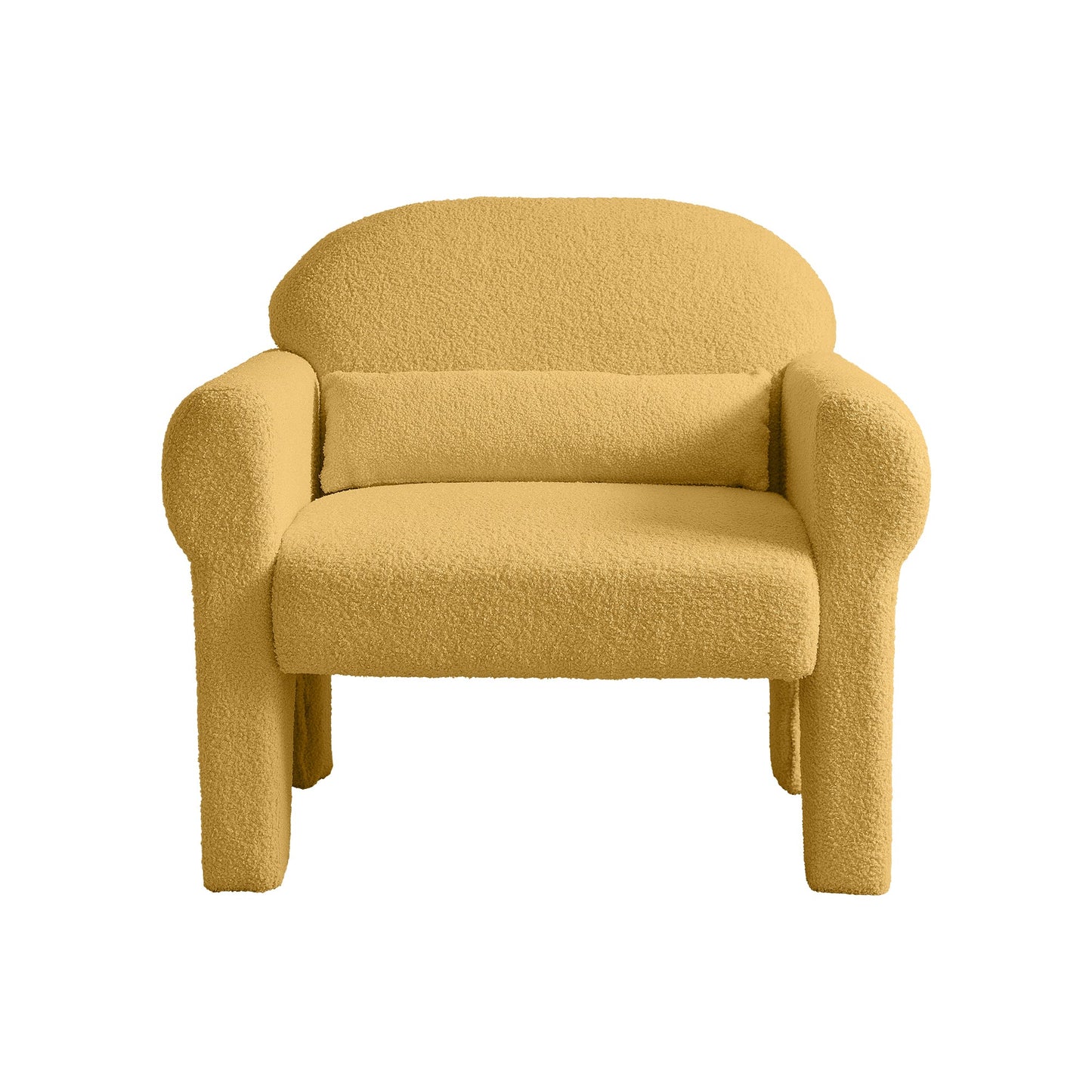 Modern Boucle Accent Chair with Lumbar Pillow for Living Room Seating & Decor