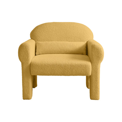 Modern Boucle Accent Chair with Lumbar Pillow for Living Room Seating & Decor