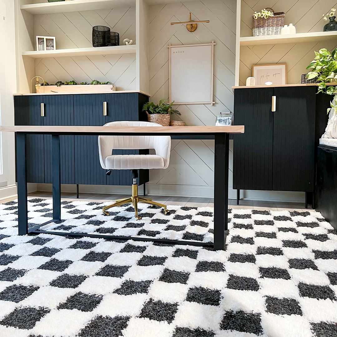 Atira Black & White Checkered Area Rug