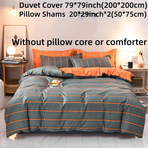 Striped Polyester Duvet Cover Set  3 Pieces UltraSoft