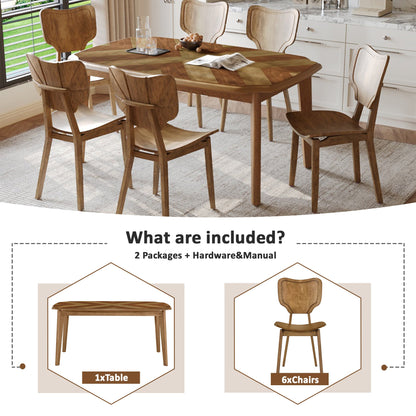 Vintage-Style Solid Wood Dining Table Set with Classic Dining Chairs for Home