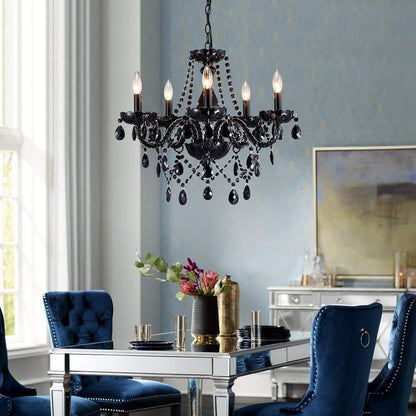 Saint Mossi Modern K9 Crystal Chandelier,Black Chandelier with 5