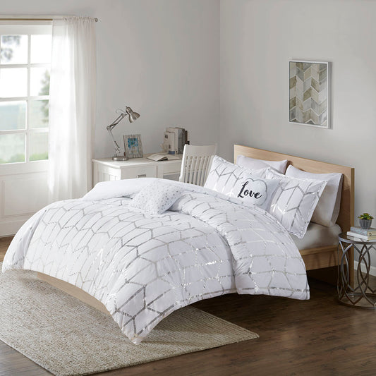 Full/Queen Metallic Printed Comforter Set