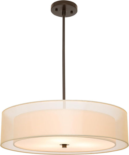 3-Light Drum Chandeliers, 20" Pendant Light Fixture with 2-Layer