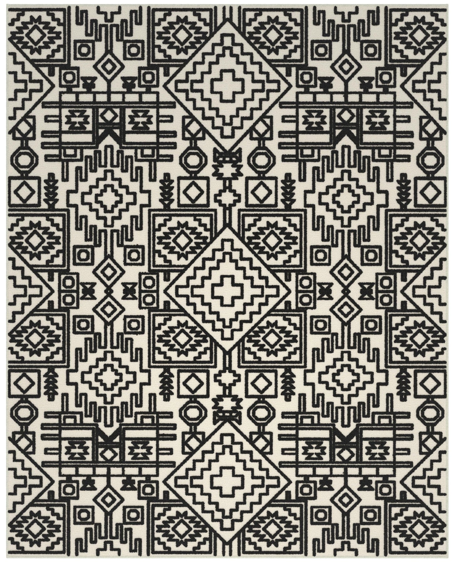 Miles Ivory and Black Chenille High-Low Area Rug