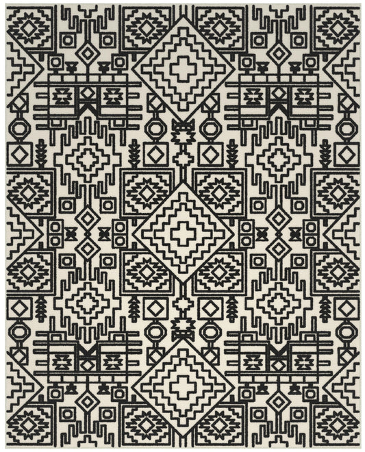 Miles Ivory and Black Chenille High-Low Area Rug