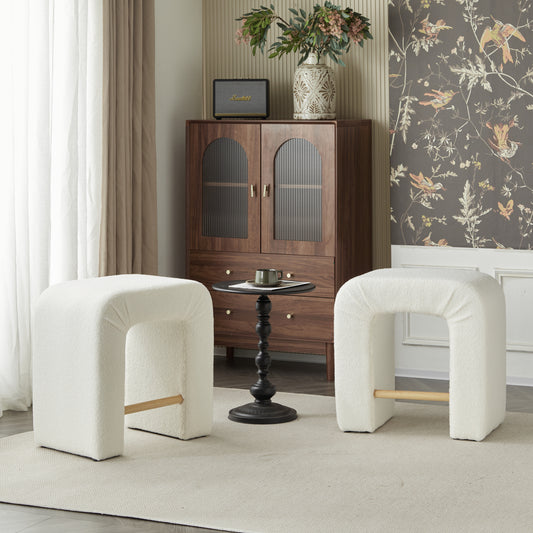 Comfortable Modern Boucle Stool Set of 2 Dining Chairs for Home Kitchen Island Seating